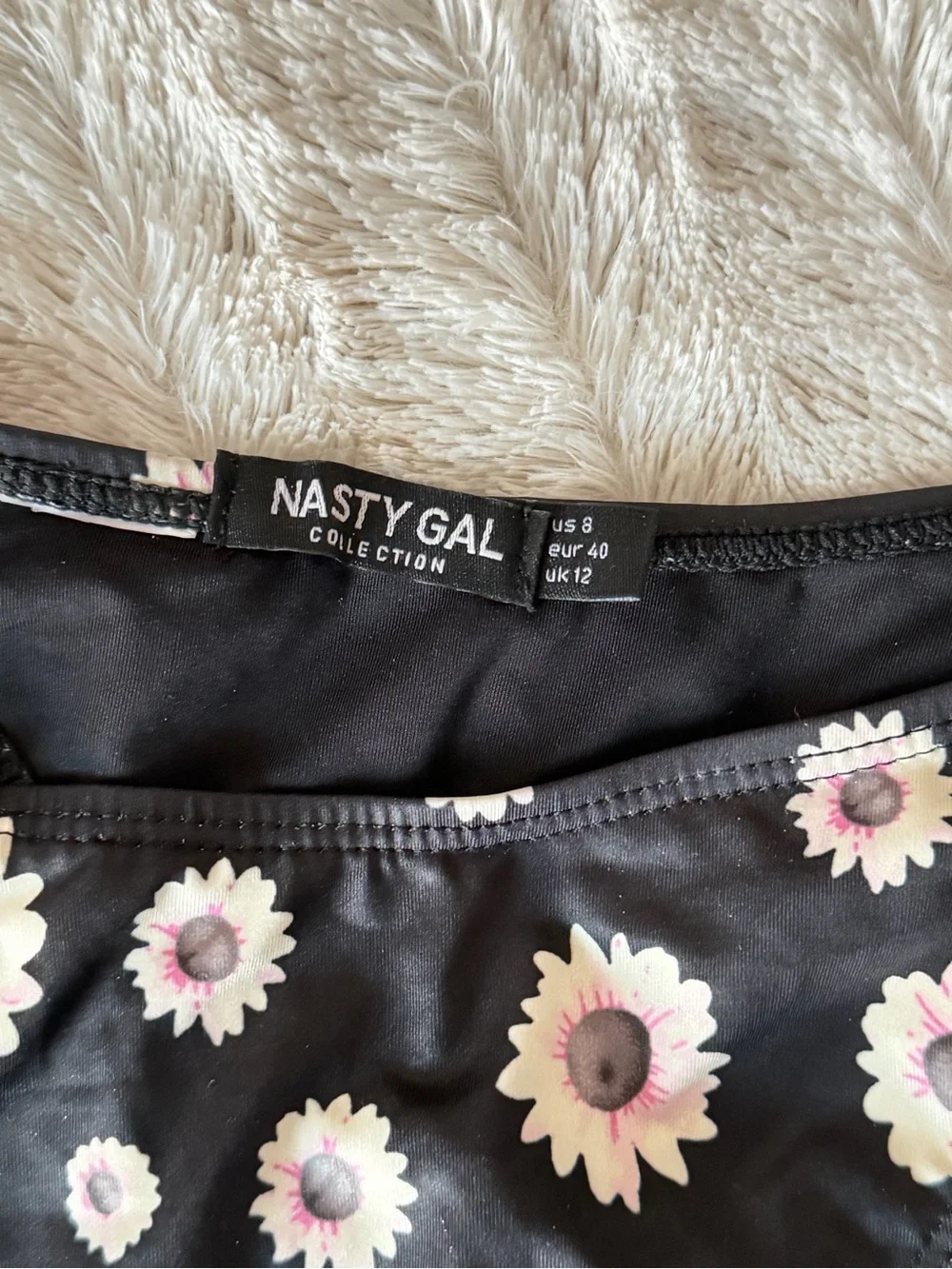 Nasty Gal Black Floral Bikini Bottom